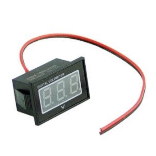 防水機能付きLEDデジタル電圧計 レッド【WDCV-40red】