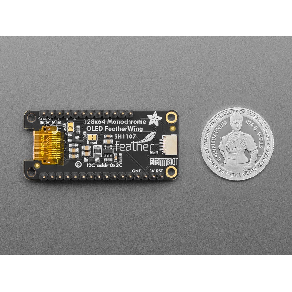 FeatherWing OLED 128x64 STEMMA QT/Qwiic互換【ADA-6313】