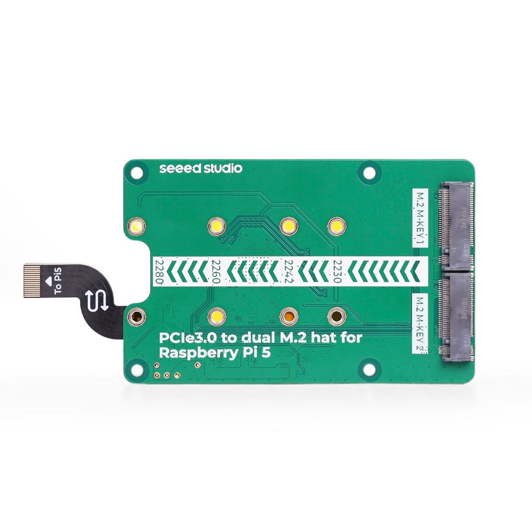 Raspberry Pi 5用PCIe3.0デュアルM.2ハット(NVMe SSD & Hailo8/8L対応)【SEEED-103110065】