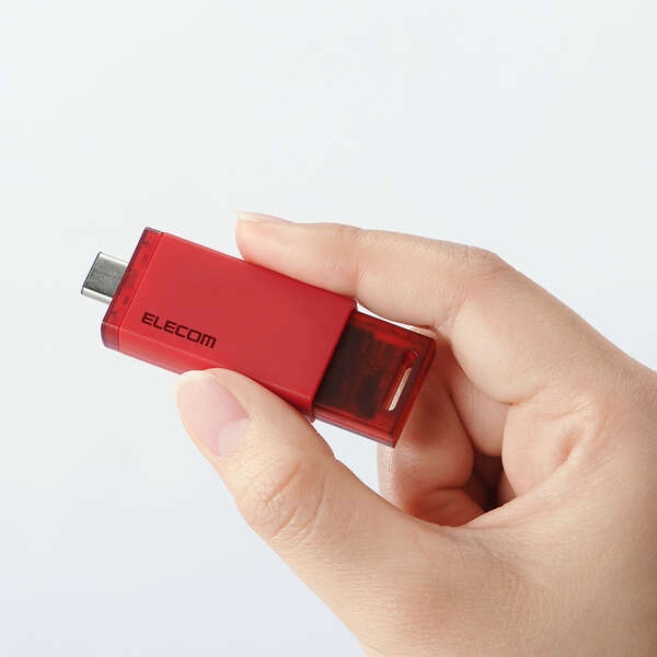 外付けSSD/USB10Gbps対応/ノック式/自動シャッター/コネクタ保護/Type-C/250GB/レッド【ESD-ESK0250GRD】