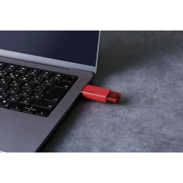 外付けSSD/USB10Gbps対応/ノック式/自動シャッター/コネクタ保護/Type-C/1TB/レッド【ESD-ESK1000GRD】