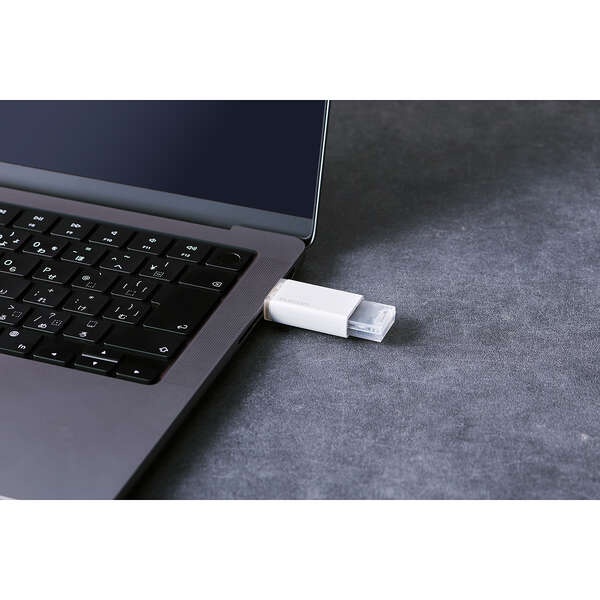 外付けSSD/USB10Gbps対応/ノック式/自動シャッター/コネクタ保護/Type-C/1TB/ホワイト【ESD-ESK1000GWH】