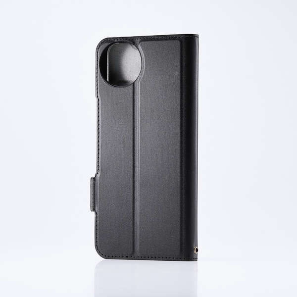 AQUOS wish5 ソフトレザーケース 磁石付 耐衝撃 ステッチ カード収納充実【PM-S251PLFY3BK】