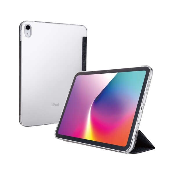 iPad(A16) フラップケース 薄型軽量 ファブリック 背面クリア【TB-A25RWVCBK】