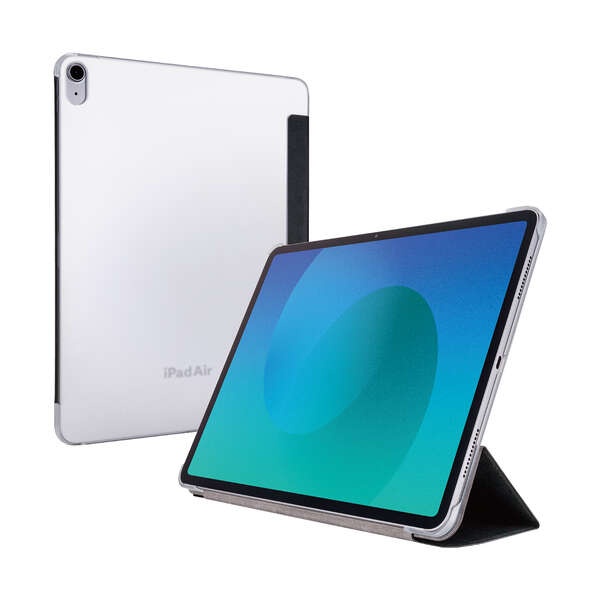 13インチiPad Air(M3/M2) フラップケース 薄型軽量 背面クリア 2アングル【TB-A25XWVBK】