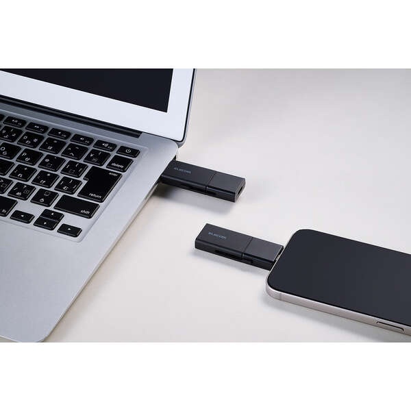 スライド式 USB 5Gbps Type-C(TM)/USB-A メモリ【MF-WSAU3064GBK】