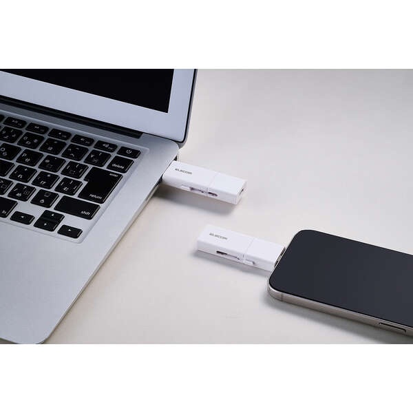 スライド式 USB 5Gbps Type-C(TM)/USB-A メモリ【MF-WSAU3064GWH】