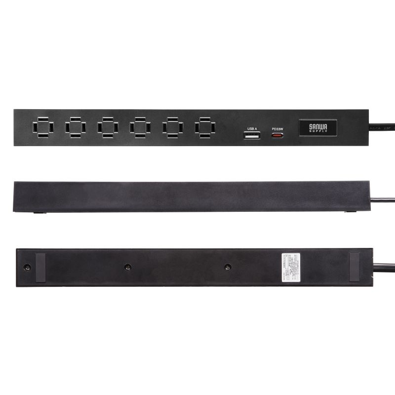 スリムタップ(AC6個口・A1＋C1・PD33W) 1.5m・ブラック【TAP-SLIM6UC-15BK】