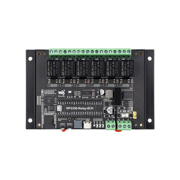 RP2350搭載6chリレーモジュール(Pico HATインターフェース付き)【WAVESHARE-31790】