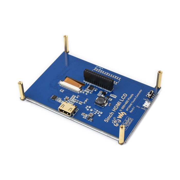 Waveshare Raspberry Pi用5インチHDMI接続 抵抗膜式タッチディスプレイ(800×480)【WAVESHARE-10563】