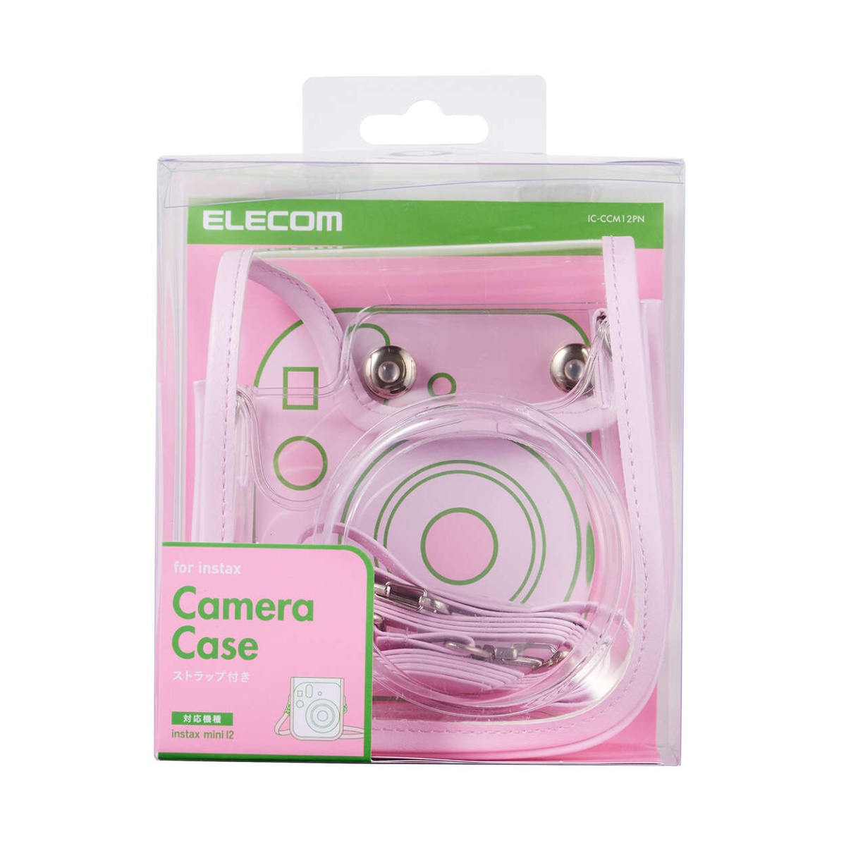 チェキアクセサリ/カメラケース/mini12用/カラフル/ストラップ付属/ピンク【IC-CCM12PN】