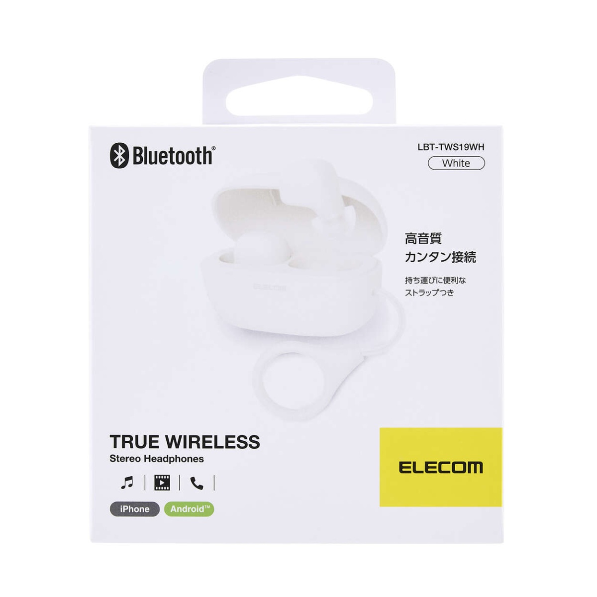 Bluetoothイヤホン/完全ワイヤレス/TWS19/ホワイト【LBT-TWS19WH】