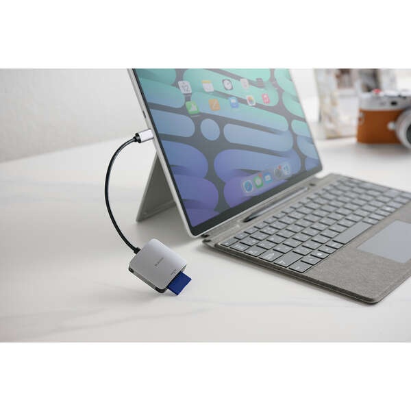 メモリリーダ/USB Type-Cコネクタ/USB 5Gbps/UHS-I/SD+microSD用/ケーブル長15cm/シルバー【MR3C-C20SV】