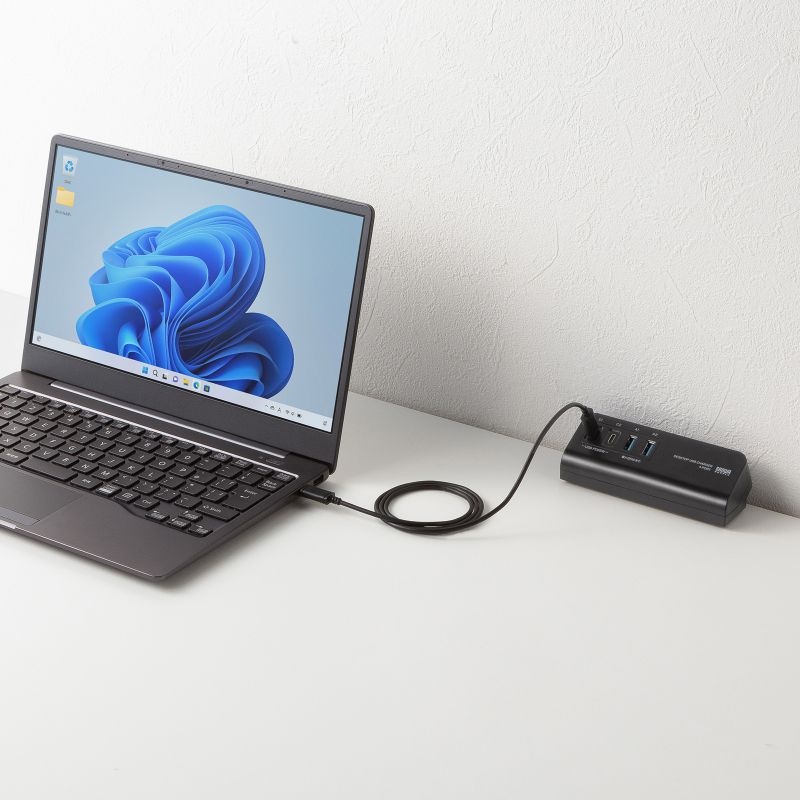 USB PD対応クランプ式AC充電器(PD65W・C×2＋A×2・ブラック)【ACA-PD106BK】