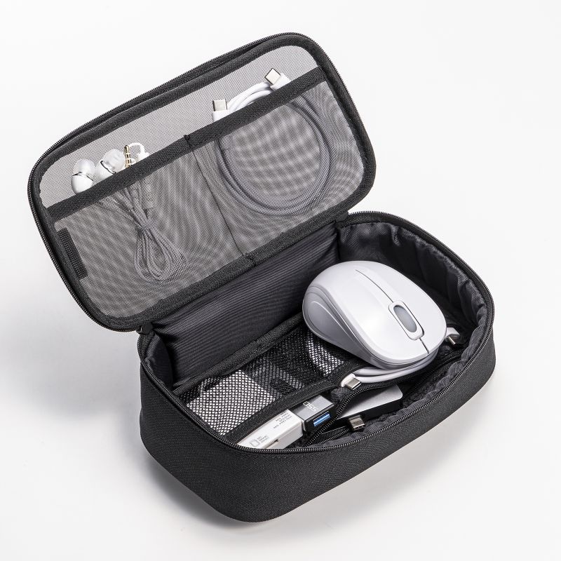 メッシュガジェットケース(W205×D65×H105mm)【IN-MSBOX2BK】