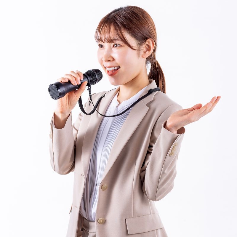 ハンドマイク型ポータブル拡声器スピーカー(Bluetooth対応・出力15W)【MM-SPAMP20】