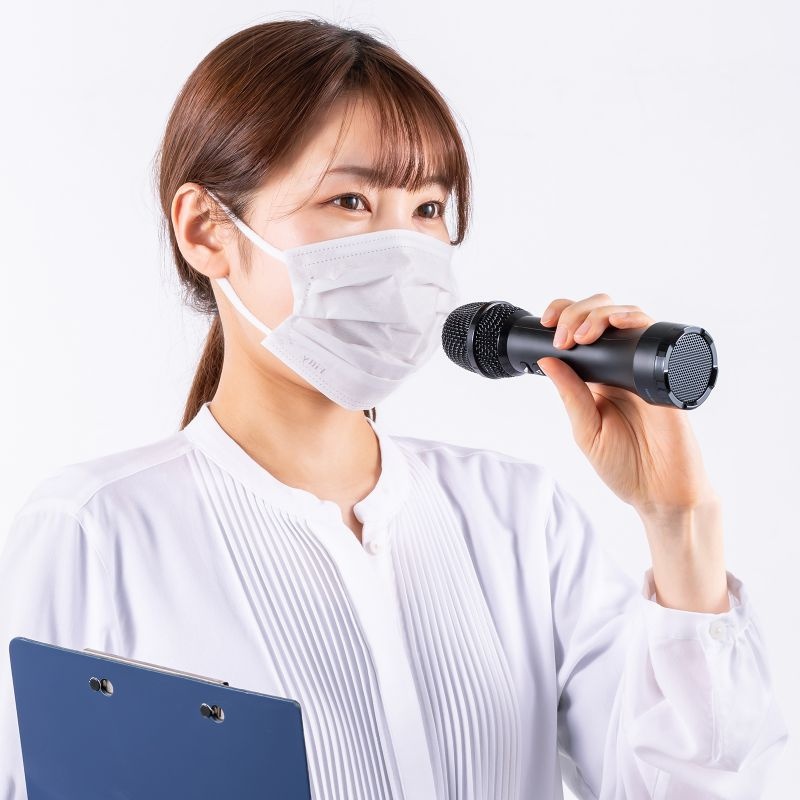 ハンドマイク型ポータブル拡声器スピーカー(Bluetooth対応・出力15W)【MM-SPAMP20】