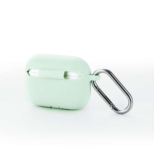 AirPods Pro 3対応/シリコンケース/カラビナ付/グリーン【AVA-AP07SCGN】