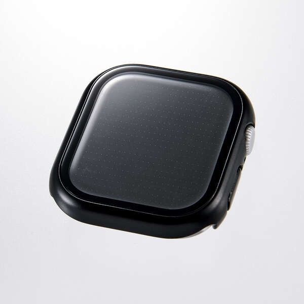 Apple Watch 46mm/フルカバーケース/プレミアムガラス/高透明/メタリック/ブラック【AW-25AFCGPBK】