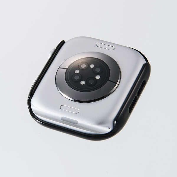 Apple Watch 46mm/フルカバーケース/プレミアムガラス/高透明/メタリック/ブラック【AW-25AFCGPBK】