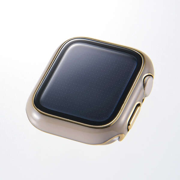 Apple Watch 40mm/フルカバーケース/プレミアムガラス/高透明/ゴールドライン/グレージュ【AW-25EFCGJGB】