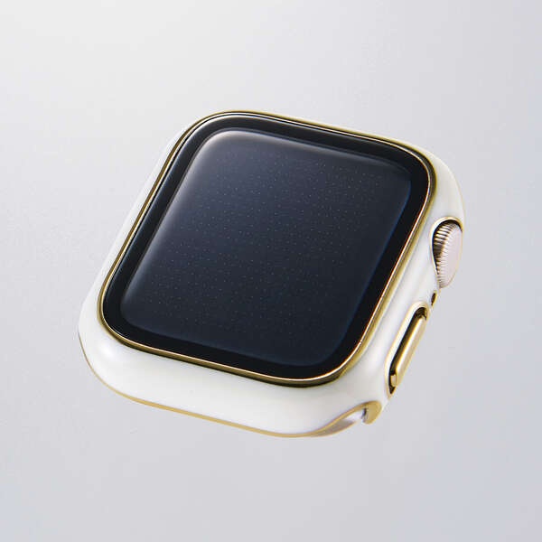 Apple Watch 40mm/フルカバーケース/プレミアムガラス/高透明/ゴールドライン/ホワイト【AW-25EFCGJWH】