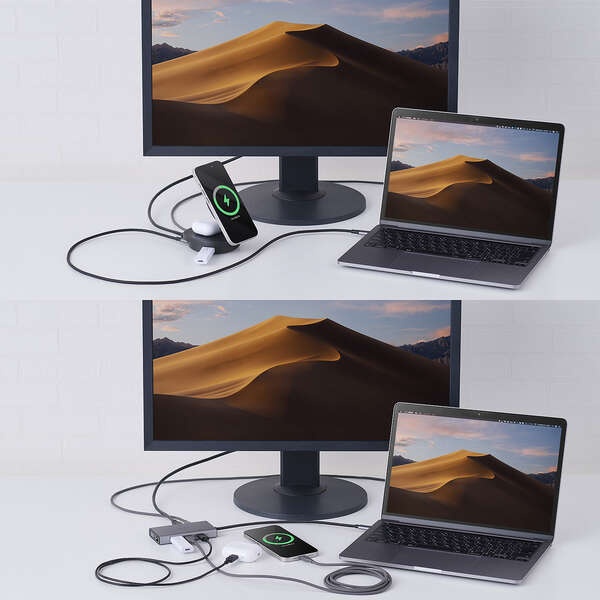 Type-Cドッキングステーション/2in1Qi2スタンド付/USB PD対応/USB-A×2/USB-C×1/HDMI×1/ブラック【DST-Q041BPBK】