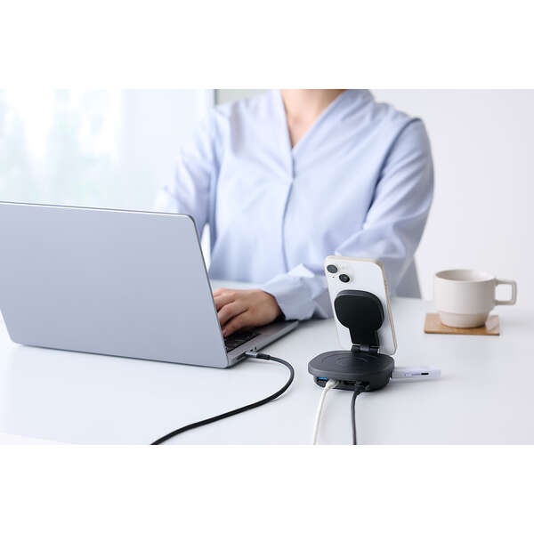 Type-Cドッキングステーション/2in1Qi2スタンド付/USB PD対応/USB-A×2/USB-C×1/HDMI×1/ブラック【DST-Q041BPBK】