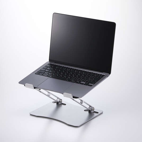 ノートPCスタンド/角度高さ無段階調整/コンパクト/17.3インチまで/シルバー【PCA-LTSFAL02SV】