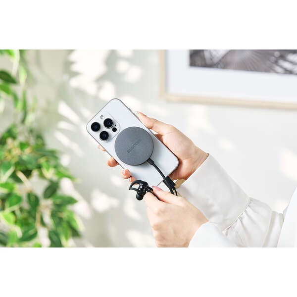 マグネットQi2.2規格対応ワイヤレス充電器/25W/卓上/1m/ブラック【W-MA12BK】