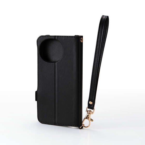 AQUOS sense10/9 手帳型ケース 磁石付 耐衝撃 ハンドストラップ付【PM-S253PLFY4BK】