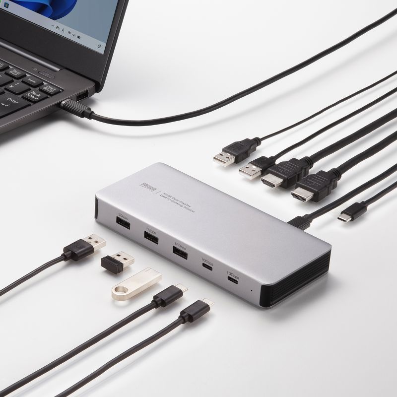 USB Type-Cドッキングステーション（HDMI×2画面・USBハブ×7ポート）【USB-CVDK21】