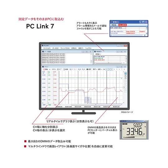 デジタルマルチメーター用ソフトウェア【PC Link 7】