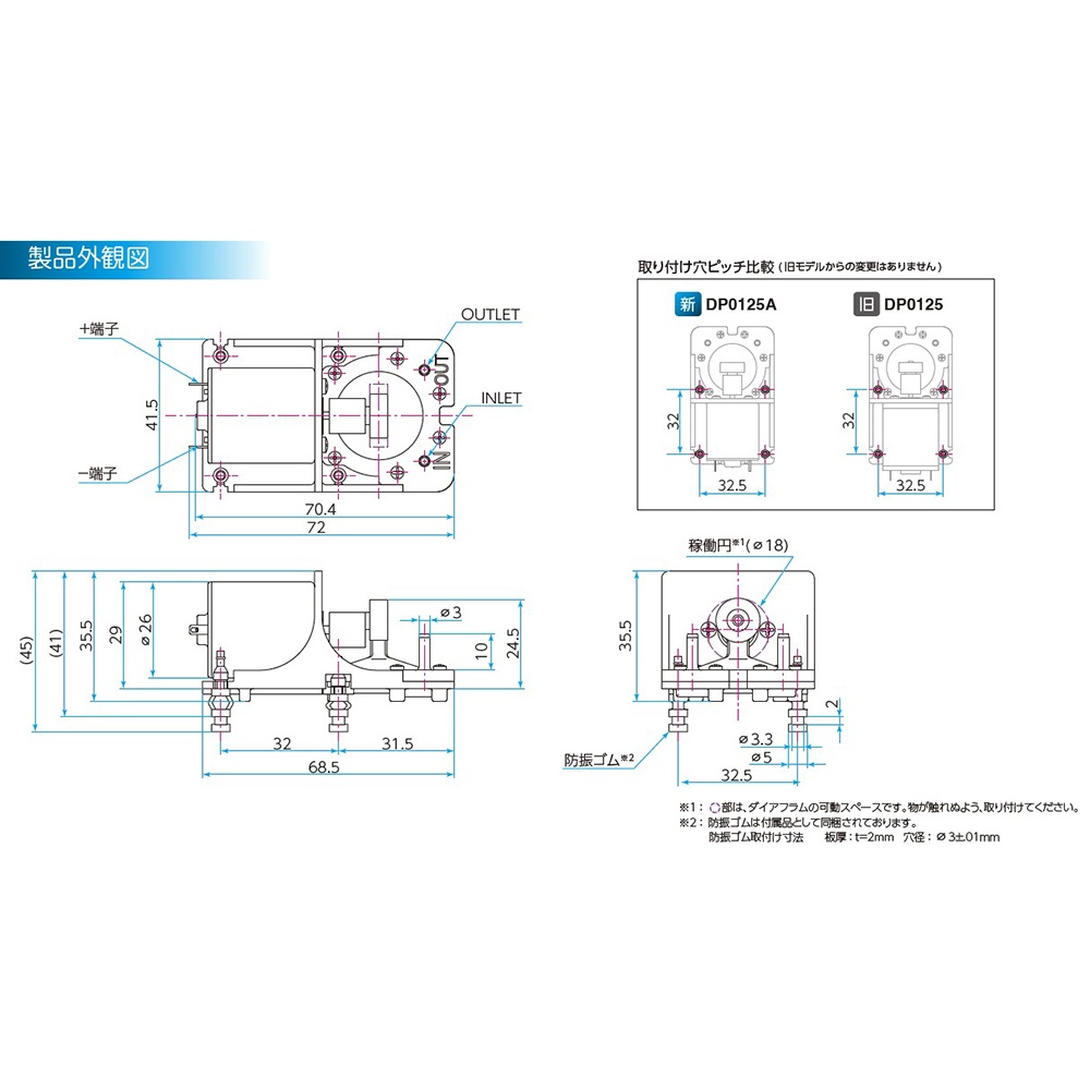 DCモーター真空ポンプ(コンプレッサー兼用タイプ)DC12V【DP0125A-X1】