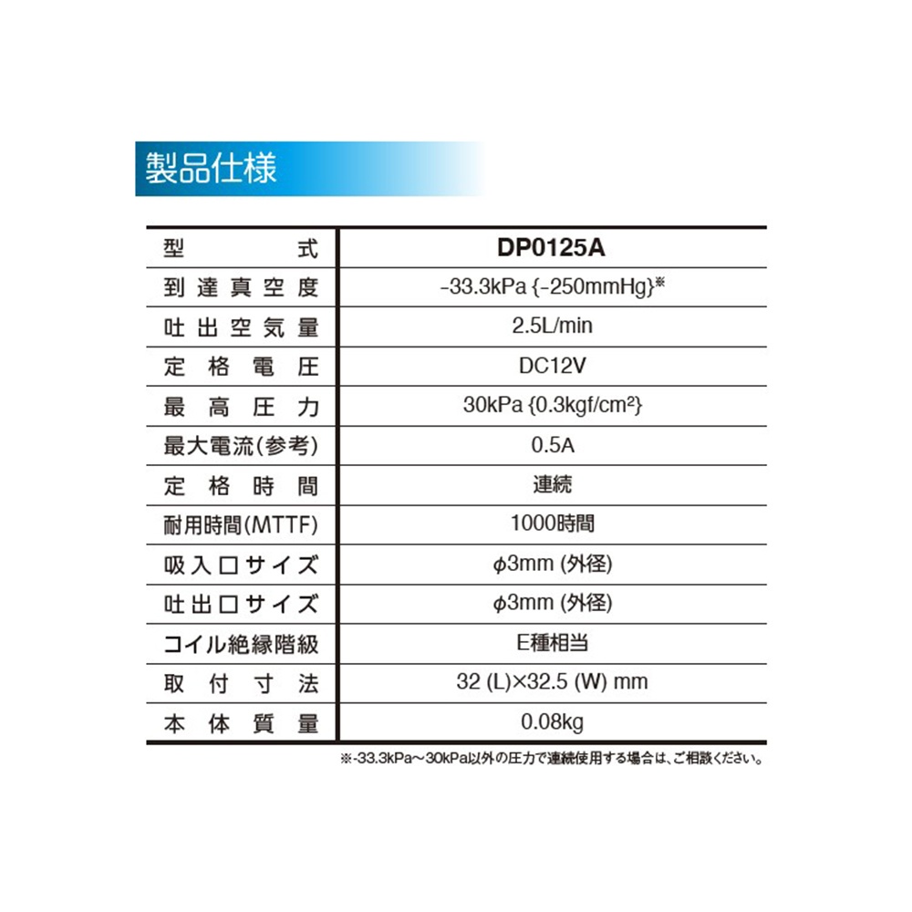 DCモーター真空ポンプ(コンプレッサー兼用タイプ)DC12V【DP0125A-X1】