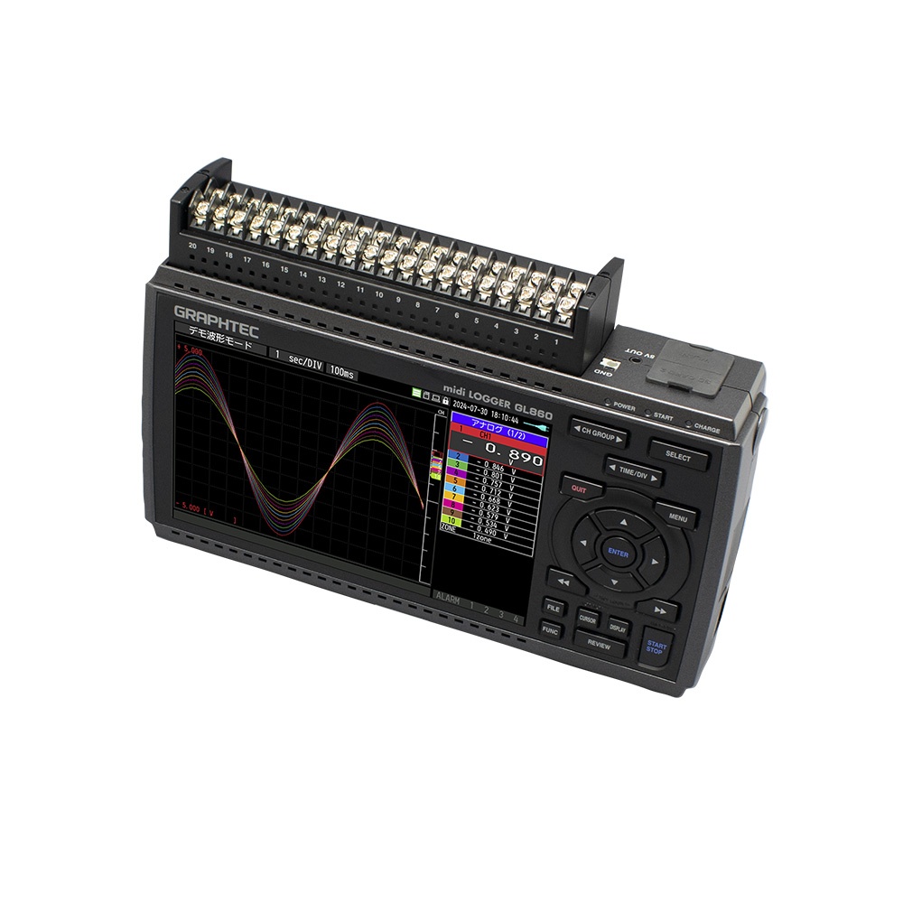 データロガー本体と20chネジ端子のセット【GL860/B-563】