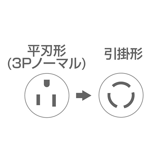 変換アダプタ 3P(平刃形)→引掛変換アダプタ【TAP-AD4N】