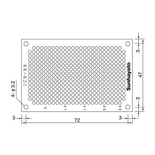 小型ユニバーサル基板【ICB-88G】