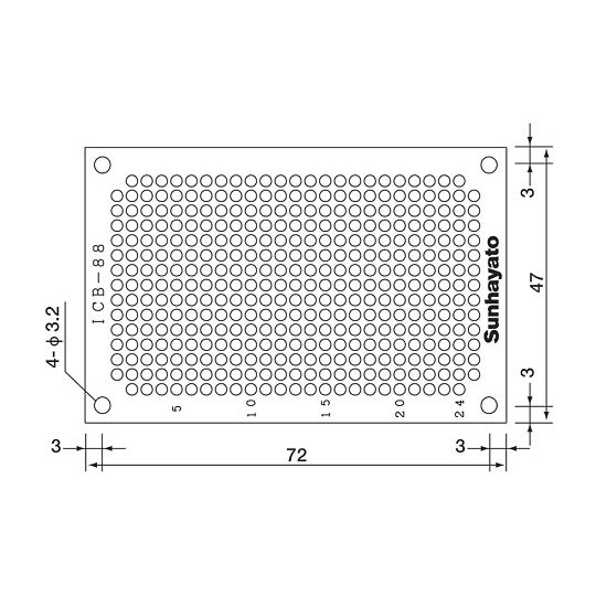 小型ユニバーサル基板【ICB-88GH】