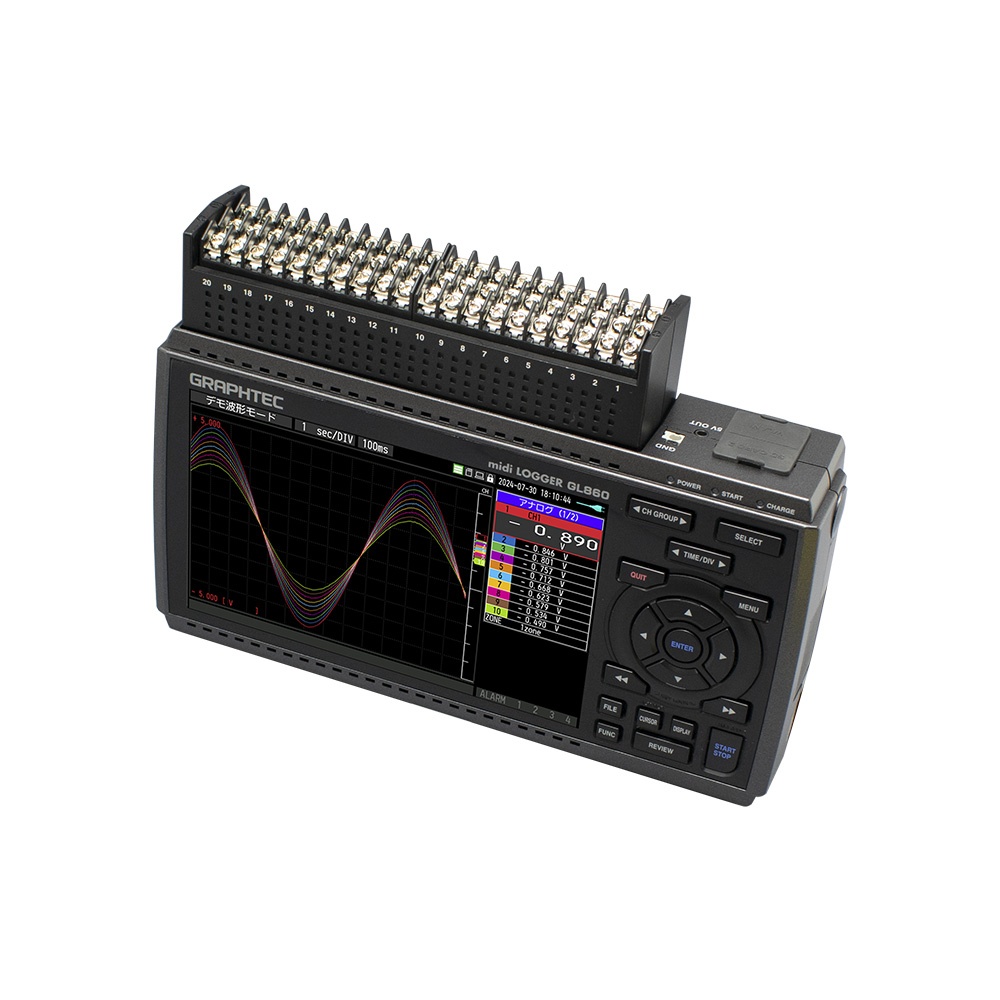 データロガー本体と20ch高耐圧高精度ネジ端子のセット【GL860/B-565】