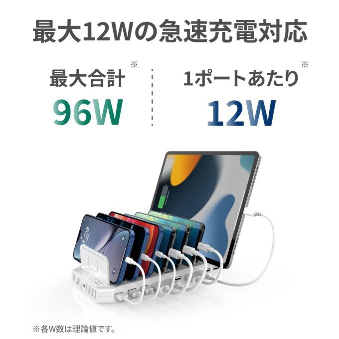 USB充電ステーション 10ポート 96W【RS-USBCS10-96】