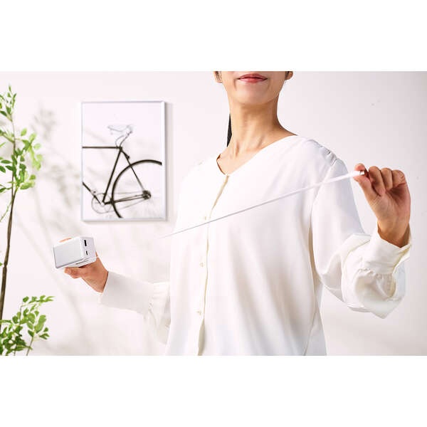 モバイルバッテリー/リチウムイオン電池/巻取り式ケーブル一体/残量表示/45W/10000mAh/USB-Cケーブル/USB-C/USB-A/ホワイト DE-C81L-10000WH【DE-C81L-10000WH】