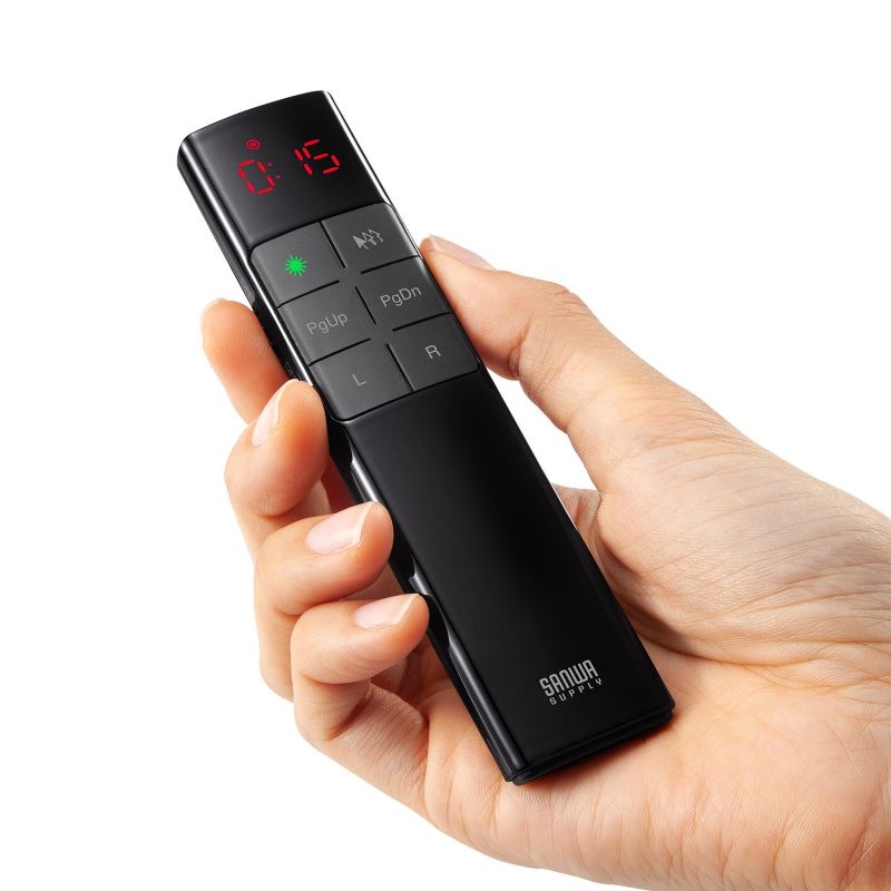 2WAYプレゼンター(グリーンレーザー・マウス操作対応・タイマー機能付き)【MA-WPR17BK】