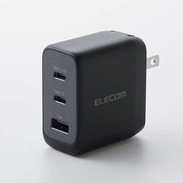 AdjustCharge搭載 USB Power Delivery 70W AC充電器(C×2+A×1)【ACDC-PD12770BK】