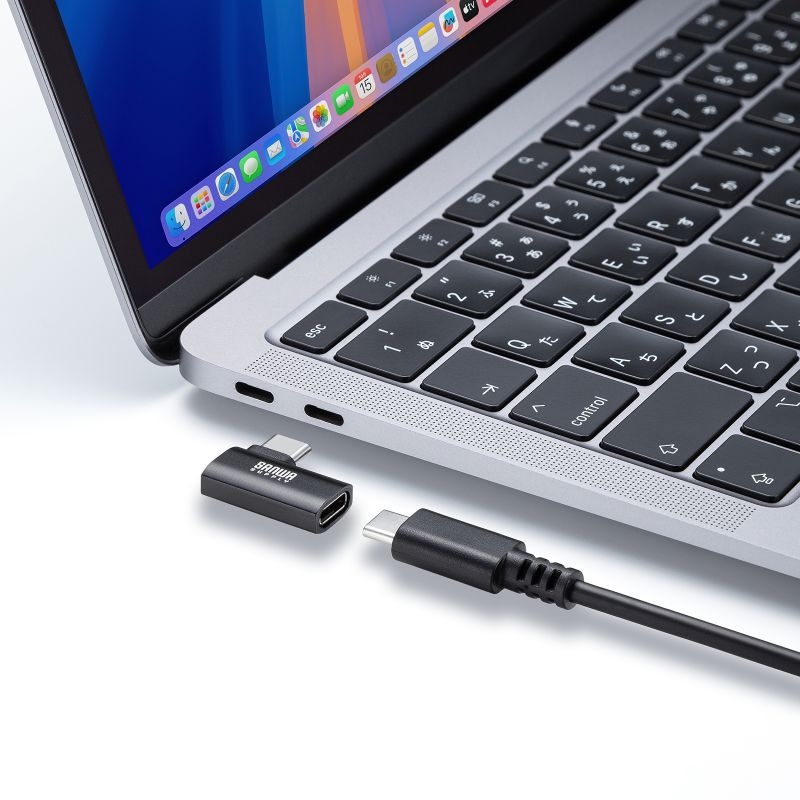 Type-C変換アダプタ(CtoC・L字横挿し・40Gbps・240W)【AD-USB35CCFLY】