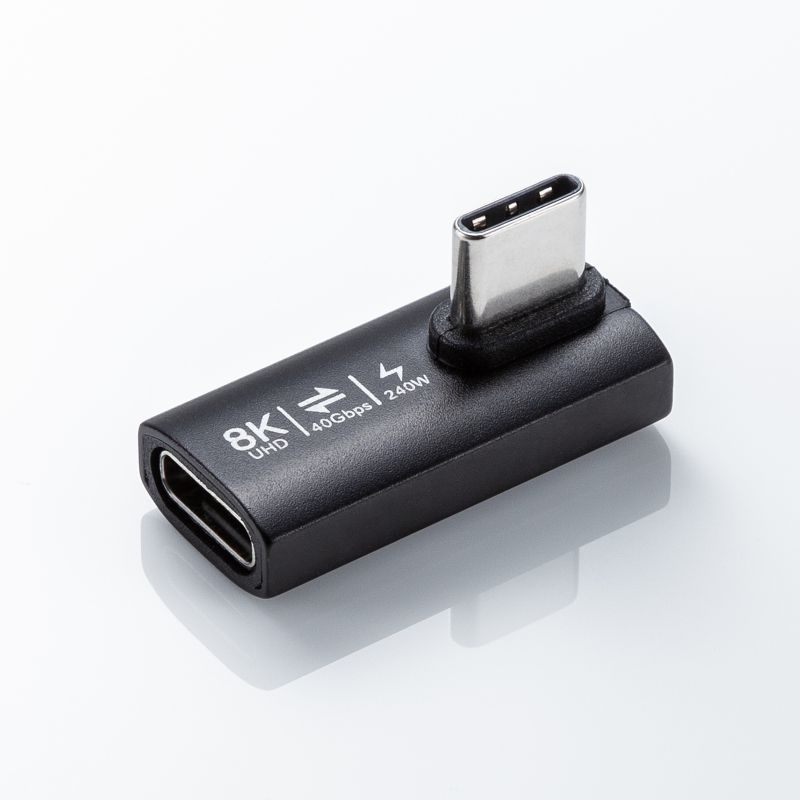 Type-C変換アダプタ(CtoC・L字縦挿し・40Gbps・240W)【AD-USB36CCFLT】