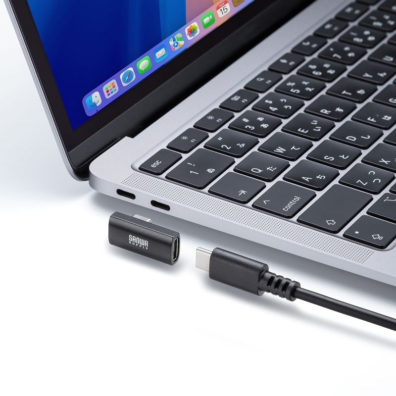 Type-C変換アダプタ(CtoC・L字縦挿し・40Gbps・240W)【AD-USB36CCFLT】