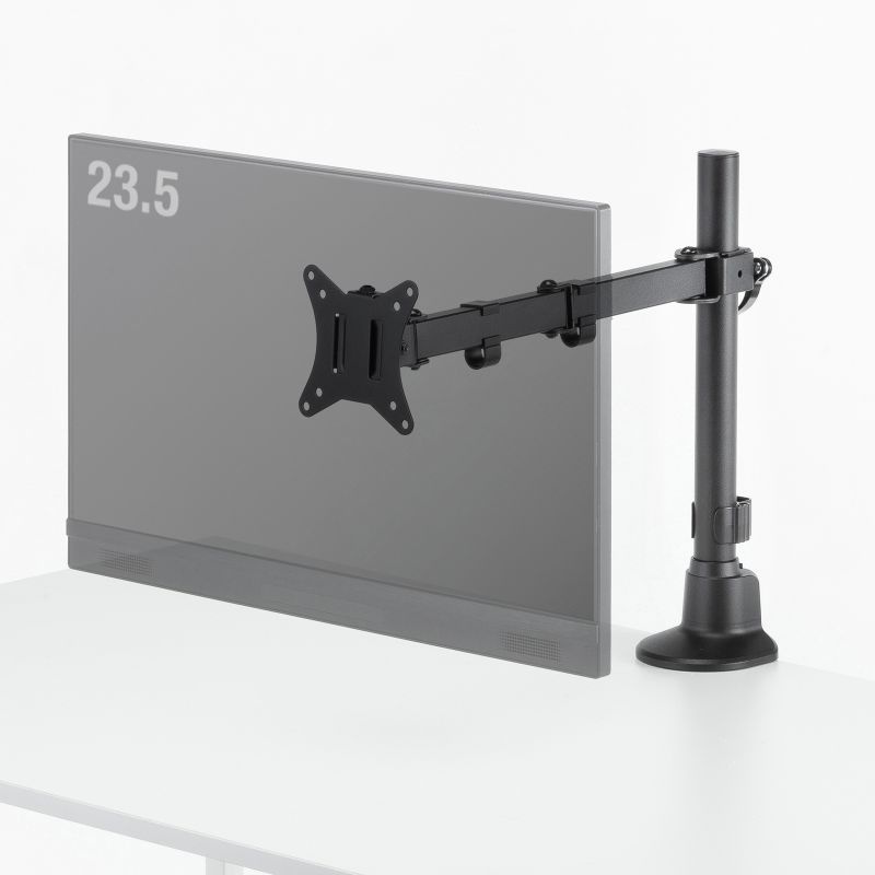 モニターアーム(シングル・ロングアーム・薄型ショートクランプ・ブラック)【CR-LAC116BK】