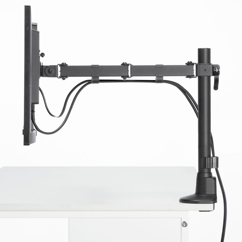 モニターアーム(シングル・ロングアーム・薄型ショートクランプ・ブラック)【CR-LAC116BK】