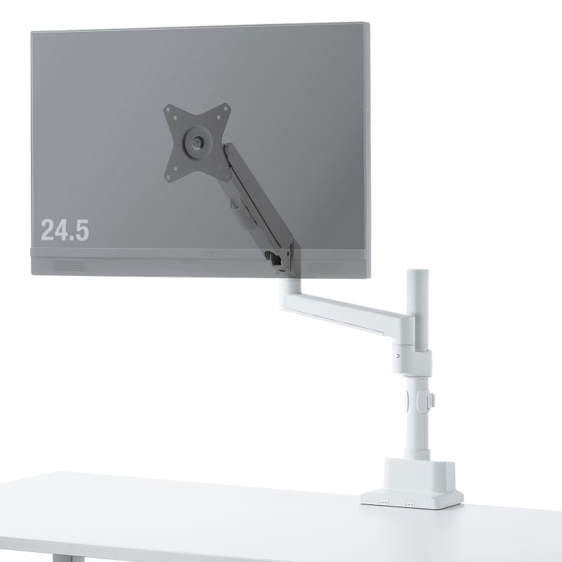 モニターアーム(ガススプリング式・支柱タイプ・ホワイト)【CR-LAC1407W】